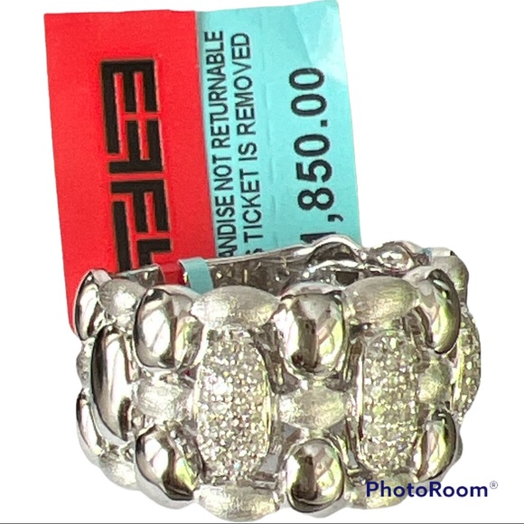New NWT Effy SS925 sterling silver diamond band ring women’s 11 3/8 ct tw - Picture 3 of 5